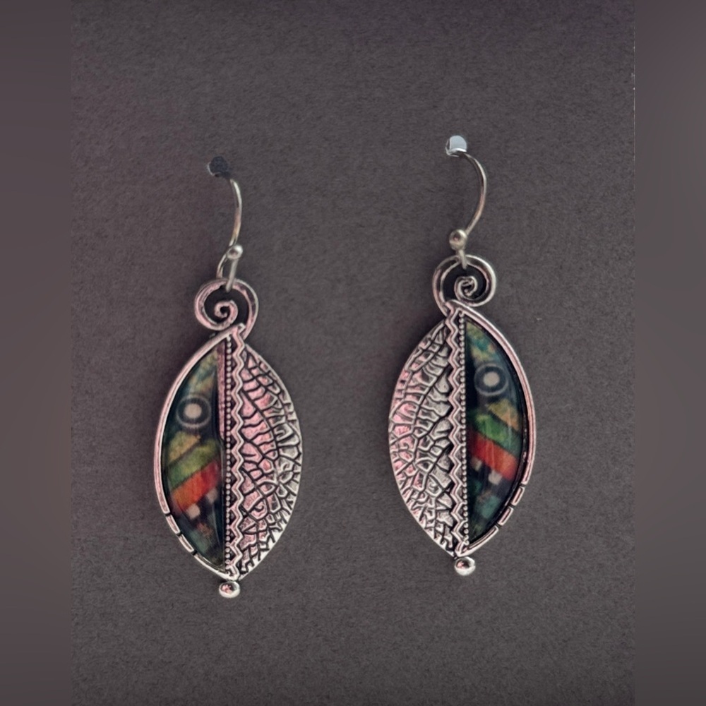Artistic Silver and Multicolor Earrings